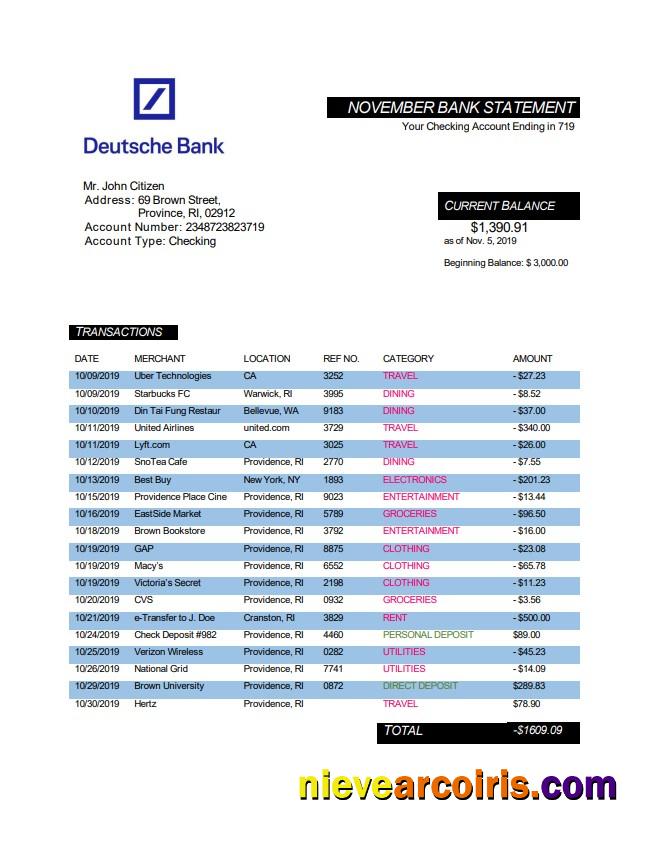 Germany Deutsche bank statement